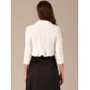 imageAllegra K 34 Sleeve Velvet Shrug for Womens Open Front Bolero Cropped Cardigan TopWhite