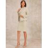 imageAllegra K Business Dress Suit Sets for Womens 2 Piece Sleeveless Dress and Notched Lapel BlazerKhaki