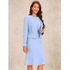 imageAllegra K Dress Suit Sets for Womens 2 Piece Work Sleeveless Dresses and Crop BlazerLight Blue