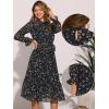 imageAllegra K Fall Floral Mock Neck Dress for Womens Ruffle Long Sleeve Flowy Chiffon ALine Midi DressesBlack