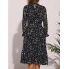 imageAllegra K Fall Floral Mock Neck Dress for Womens Ruffle Long Sleeve Flowy Chiffon ALine Midi DressesBlack