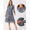 imageAllegra K Fall Floral Mock Neck Dress for Womens Ruffle Long Sleeve Flowy Chiffon ALine Midi DressesGrey Blue