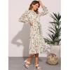 imageAllegra K Fall Floral Mock Neck Dress for Womens Ruffle Long Sleeve Flowy Chiffon ALine Midi DressesWhite