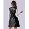 imageAllegra K Faux Leather Dress for Womens Pinafore Button Down V Neck Sleeveless Mini Overall DressesBlack