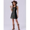 imageAllegra K Faux Leather Dress for Womens Pinafore Button Down V Neck Sleeveless Mini Overall DressesBlack