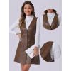 imageAllegra K Faux Leather Dress for Womens Pinafore Button Down V Neck Sleeveless Mini Overall DressesBrown