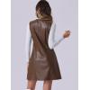 imageAllegra K Faux Leather Dress for Womens Pinafore Button Down V Neck Sleeveless Mini Overall DressesBrown