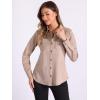 imageAllegra K Faux Suede Shirt for Womens Stretch Dressy Casual Button Down Long Sleeve Shirt 2024 Fall ClothesBeige