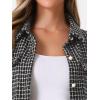 imageAllegra K Plaid Jacket for Womens Tweed Long Sleeve Button Down Loose Winter Shacket JacketBlack