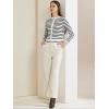 imageAllegra K Striped Cardigan Sweater for Womens Long Sleeve Button Down Crewneck Trendy Knit CardigansWhite Black