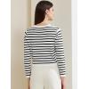 imageAllegra K Striped Cardigan Sweater for Womens Long Sleeve Button Down Crewneck Trendy Knit CardigansWhite Black