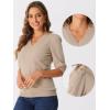 imageAllegra K Sweater Tops for Women Half Sleeve V Neck Puff Sleeves Trendy Pullover Blouses Knit TopApricot