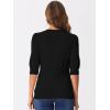 imageAllegra K Sweater Tops for Women Half Sleeve V Neck Puff Sleeves Trendy Pullover Blouses Knit TopBlack