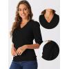 imageAllegra K Sweater Tops for Women Half Sleeve V Neck Puff Sleeves Trendy Pullover Blouses Knit TopBlack