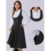 imageAllegra K Vintage Pinafore Dress for Womens Lace Trim Button Overalls Midi Dress with PocketsBlack