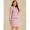 imageAllegra K Womens 2 Piece Business Suit Collared Button Down Blazer Pencil Skirt Work Skirt SetGrey Pink