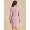 imageAllegra K Womens 2 Piece Business Suit Collared Button Down Blazer Pencil Skirt Work Skirt SetGrey Pink