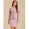 imageAllegra K Womens 2 Piece Business Suit Collared Button Down Blazer Pencil Skirt Work Skirt SetGrey Pink