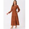 imageAllegra K Womens Fall Long Sleeve Dress Crewneck Casual Tiered Midi Dress with PocketsRust