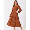 imageAllegra K Womens Fall Long Sleeve Dress Crewneck Casual Tiered Midi Dress with PocketsRust