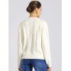 imageAllegra K Womens Long Sleeve Pullover Tops Cable Knit Crew Neck SweaterWhite