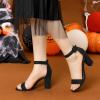 imageAllegra K Womens Open Toe High Chunky Heel Buckle Ankle Strap SandalsBlack