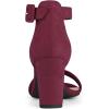 imageAllegra K Womens Open Toe High Chunky Heel Buckle Ankle Strap SandalsBurgundy