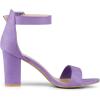 imageAllegra K Womens Open Toe High Chunky Heel Buckle Ankle Strap SandalsPurple