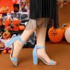 imageAllegra K Womens Open Toe High Chunky Heel Buckle Ankle Strap SandalsSky Blue