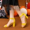 imageAllegra K Womens Open Toe High Chunky Heel Buckle Ankle Strap SandalsYellow