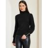 imageAllegra K Womens Ribbed Long Sleeve Turtleneck Stretch Winter Pullover Knit Sweater TopBlack