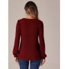 imageAllegra K Womens Vintage Square Neck Pullover Sweater Casual Puff Long Sleeve Ribbed Knit TopBurgundy