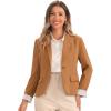 imageAllegra K Casual Blazer for Womens Lapel Collar Long Sleeve Cropped BlazerBrown