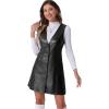 imageAllegra K Faux Leather Dress for Womens Pinafore Button Down V Neck Sleeveless Mini Overall DressesBlack