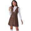 imageAllegra K Faux Leather Dress for Womens Pinafore Button Down V Neck Sleeveless Mini Overall DressesBrown