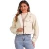 imageAllegra K Fuzzy Fleece Jacket for Womens Casual Faux Fur Button Winter Outerwear Short CoatBeige