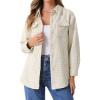 imageAllegra K Plaid Jacket for Womens Tweed Long Sleeve Button Down Loose Winter Shacket JacketWhite