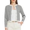 imageAllegra K Striped Cardigan Sweater for Womens Long Sleeve Button Down Crewneck Trendy Knit CardigansWhite Black