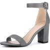 imageAllegra K Womens Open Toe High Chunky Heel Buckle Ankle Strap SandalsDeep Grey