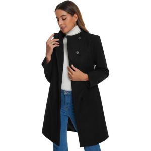 imageAllegra K Peacoat Coat for Womens Wrap Collar 2024 Winter Trench CoatBlack