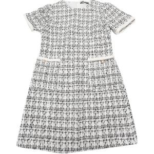 imageAllegra K Tweed Dress for Womens Short Sleeve ALine Vintage Mini Shift DressesBlack White