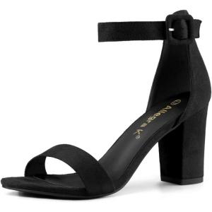 imageAllegra K Womens Open Toe High Chunky Heel Buckle Ankle Strap SandalsBlack