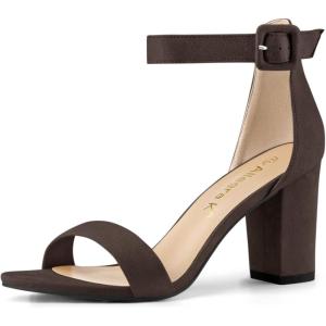 imageAllegra K Womens Open Toe High Chunky Heel Buckle Ankle Strap SandalsCoffee