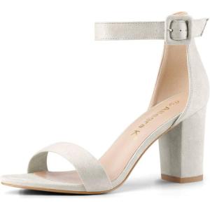 imageAllegra K Womens Open Toe High Chunky Heel Buckle Ankle Strap SandalsGrey