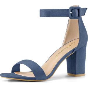 imageAllegra K Womens Open Toe High Chunky Heel Buckle Ankle Strap SandalsHaze Blue