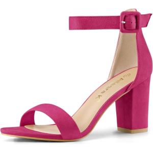 imageAllegra K Womens Open Toe High Chunky Heel Buckle Ankle Strap SandalsHot Pink