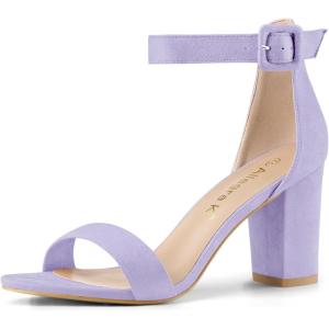 imageAllegra K Womens Open Toe High Chunky Heel Buckle Ankle Strap SandalsLight Purple