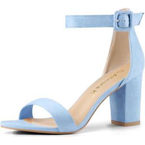 imageAllegra K Womens Open Toe High Chunky Heel Buckle Ankle Strap SandalsSky Blue