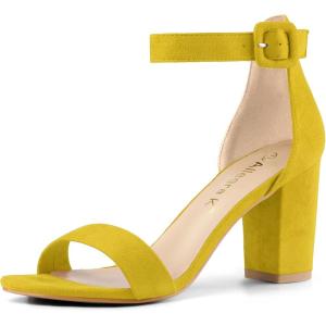 imageAllegra K Womens Open Toe High Chunky Heel Buckle Ankle Strap SandalsYellow