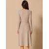 imageAllegra K Knit Dresses for Womens Ribbed Midi Deep V Long Sleeve Wrap ALine DressKhaki